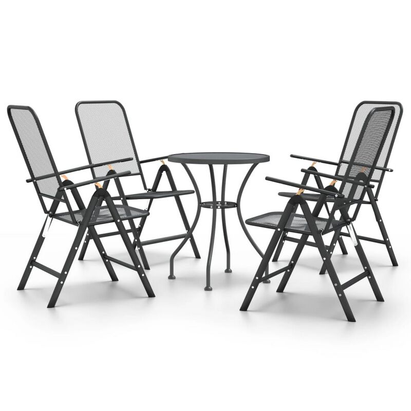Zofi 5pc Outdoor Breakfast Dining Table and Chairs Set, Foldable, Gray - Benzara