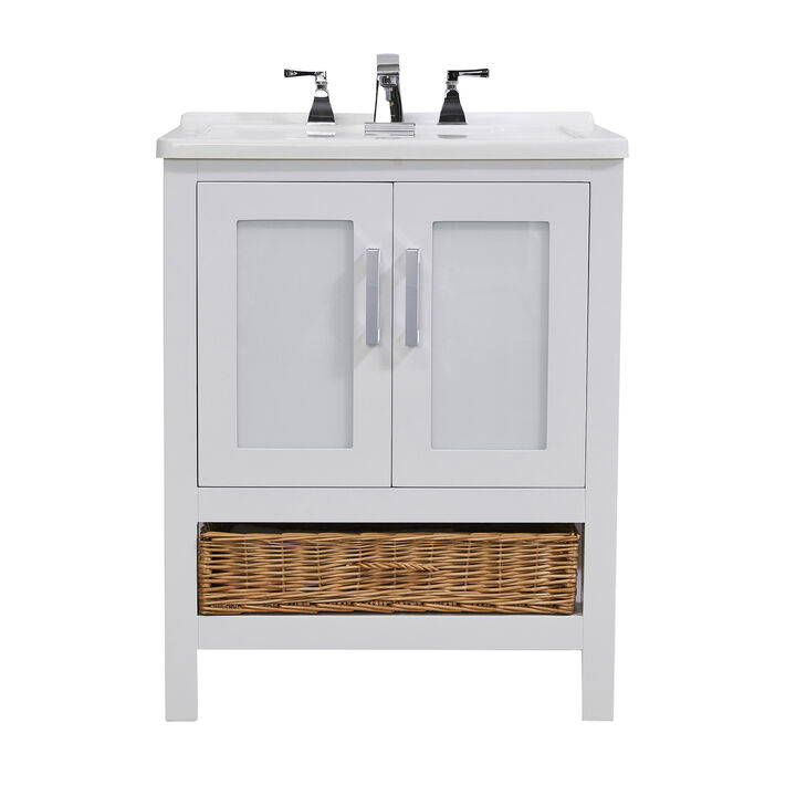 Stufurhome Rhodes 27 in. x 34 in. Engineered Wood Laundry Sink with a Basket Included