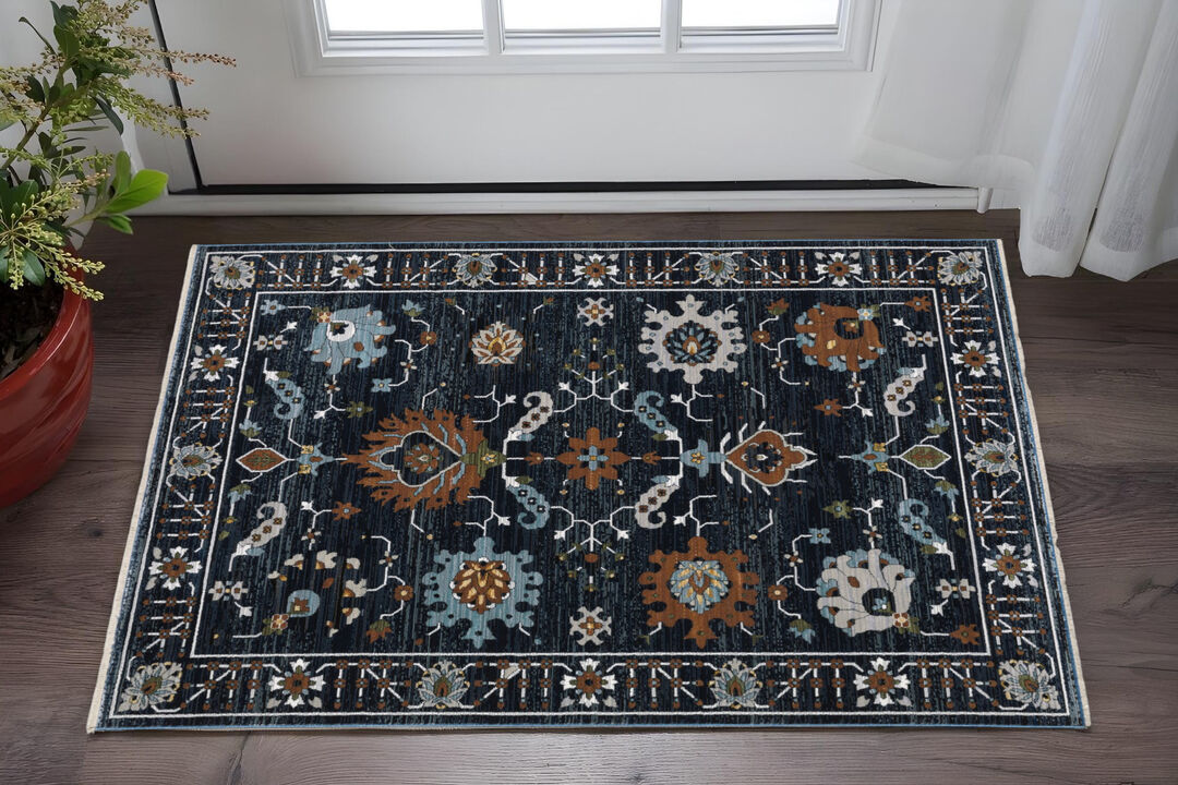 HomeRoots Oriental Area Rug With Fringe