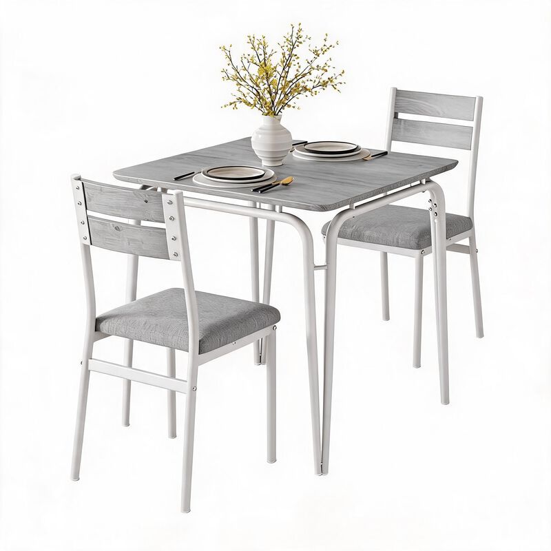 Modern 3-Piece Dining Set for 2 &ndash; Square Table & 2 Chairs &ndash; Space-Saving Compact for Apartment & Kitchen image number 0