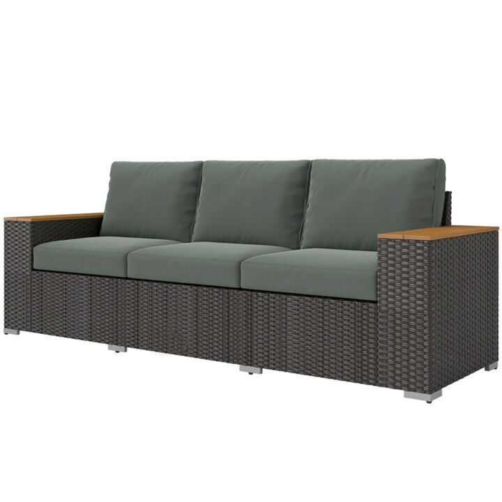 Rattan Three-Seat Sofa for Patio, Garden, or Balcony Lounge