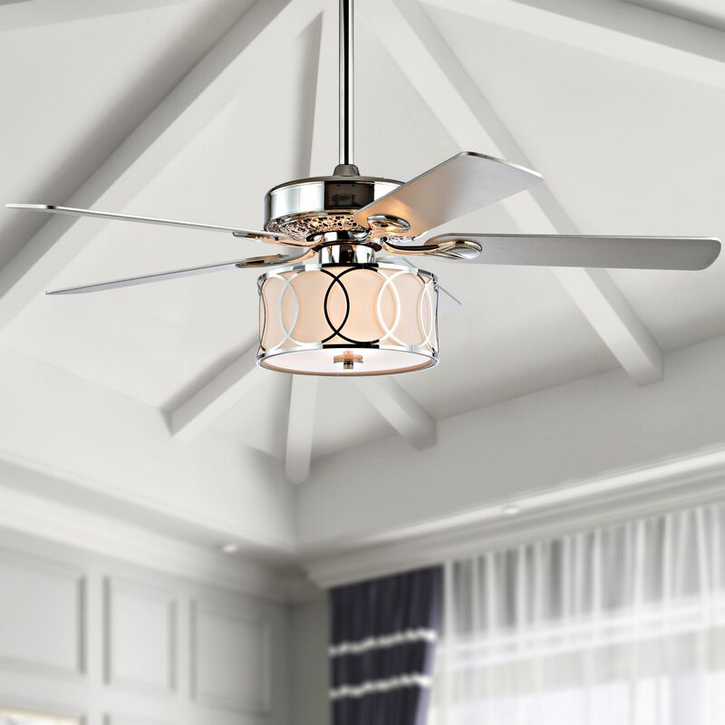 Circe Transitional Glam Drum Shade LED Ceiling Fan with Remote