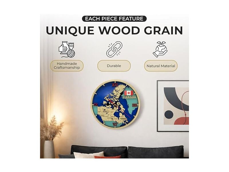Canada Map Pattern Wall Clock 41 Inch Silent Home Decor image number 2