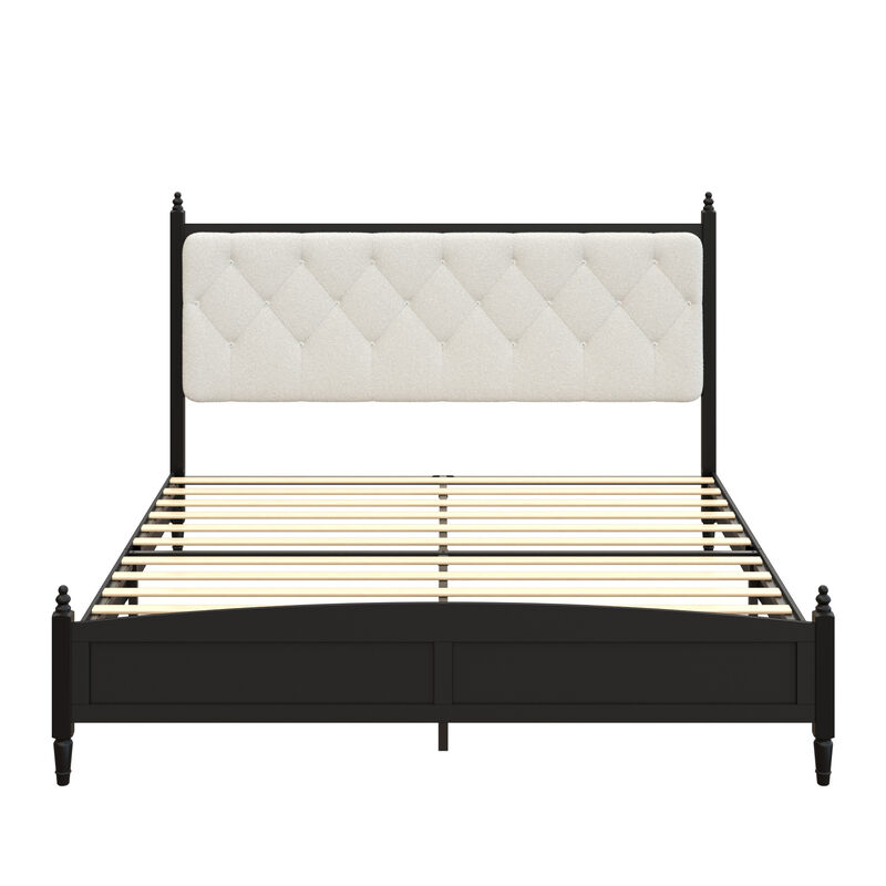 Threrd Easy Assembly Upholstered Platform Bed Frame with Soft Padded Headboard image number 7