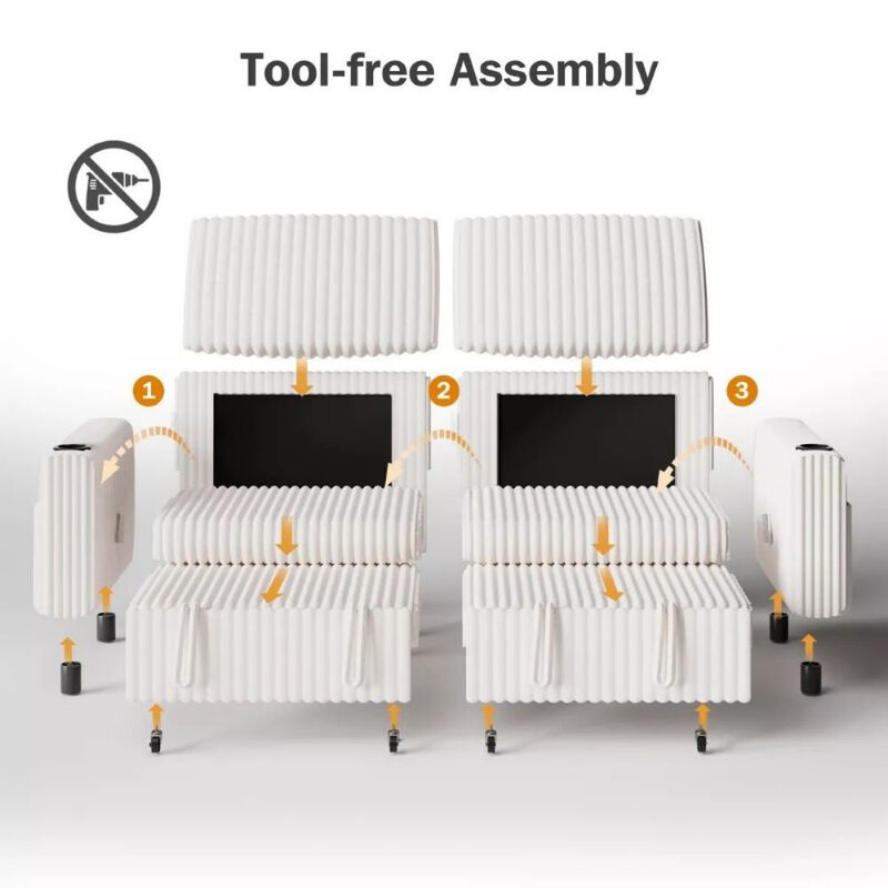 91" Convertible Sleeper Sofa Bed, Loveseat with 5-Level Reclining Backrest, Pull-Out Bed, USB Ports image number 7