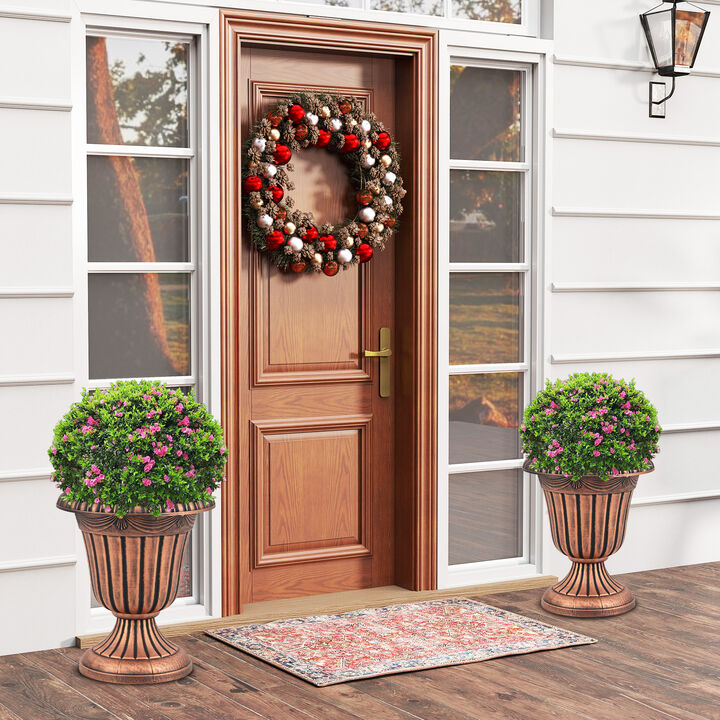 Set of 2 Tall Vintage Planters with Pedestal Base and Pre-Marked Drain Hole