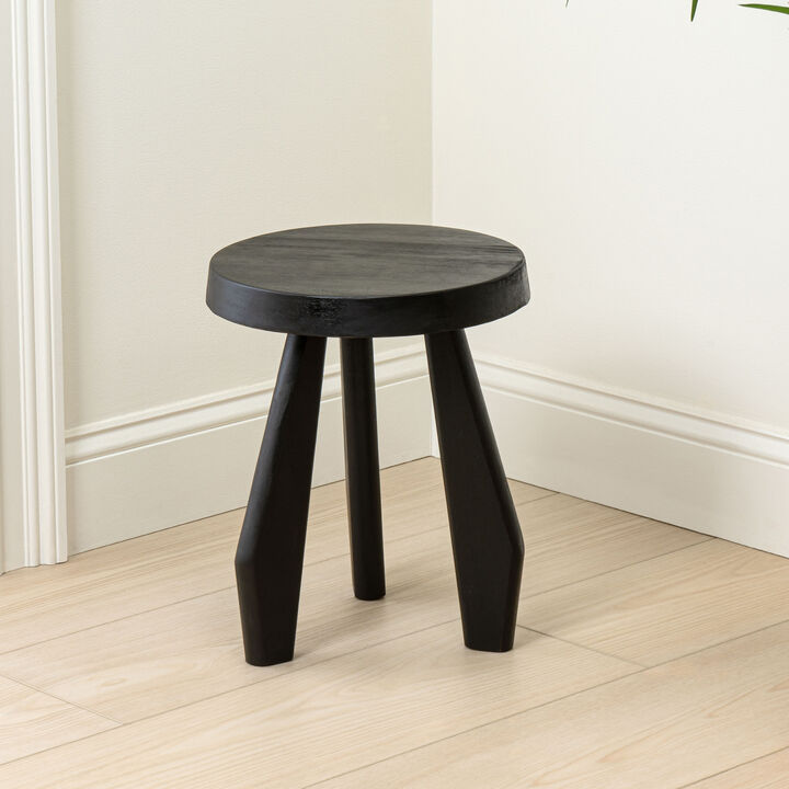 Terra Rustic Coastal Acacia Wood Tripod Round Indoor/Outdoor Accent Stool