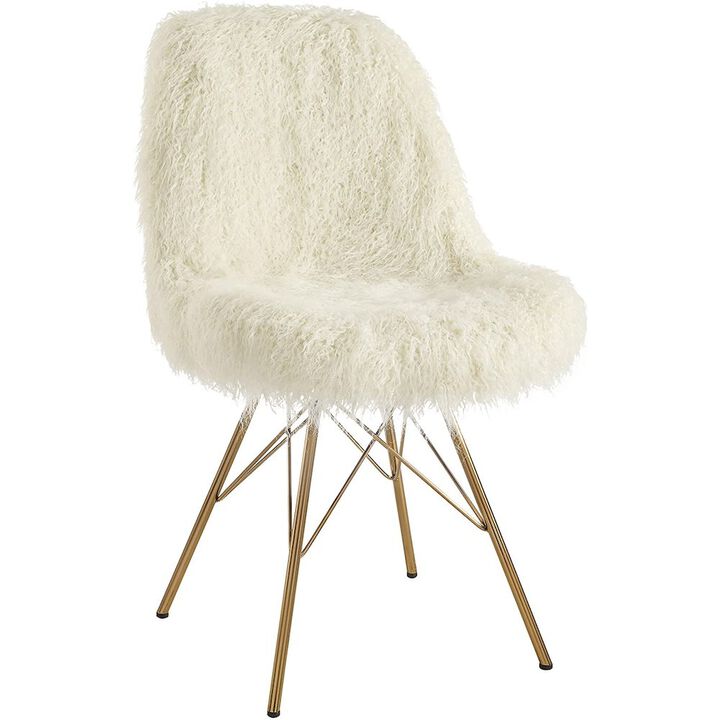 Linon Remy Flokati Chair With Gold Metal Base