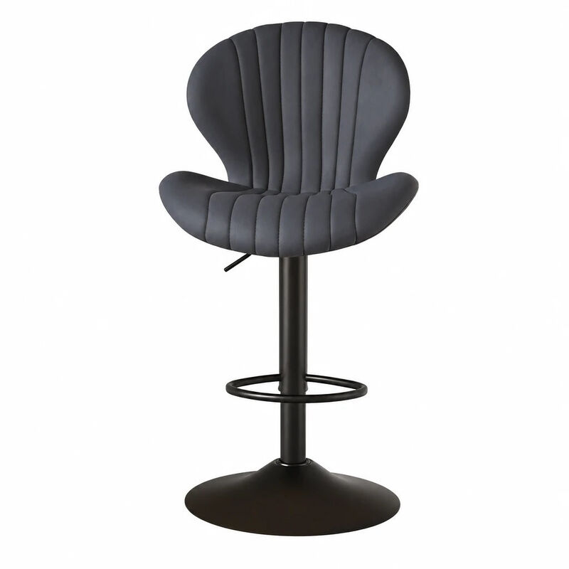 Modern Upholstered Fabric Swivel Bar Stools Set of 2 image number 0