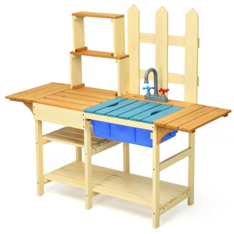 Hivvago Kid's Outdoor Wooden Pretend Cook Kitchen Playset Toy