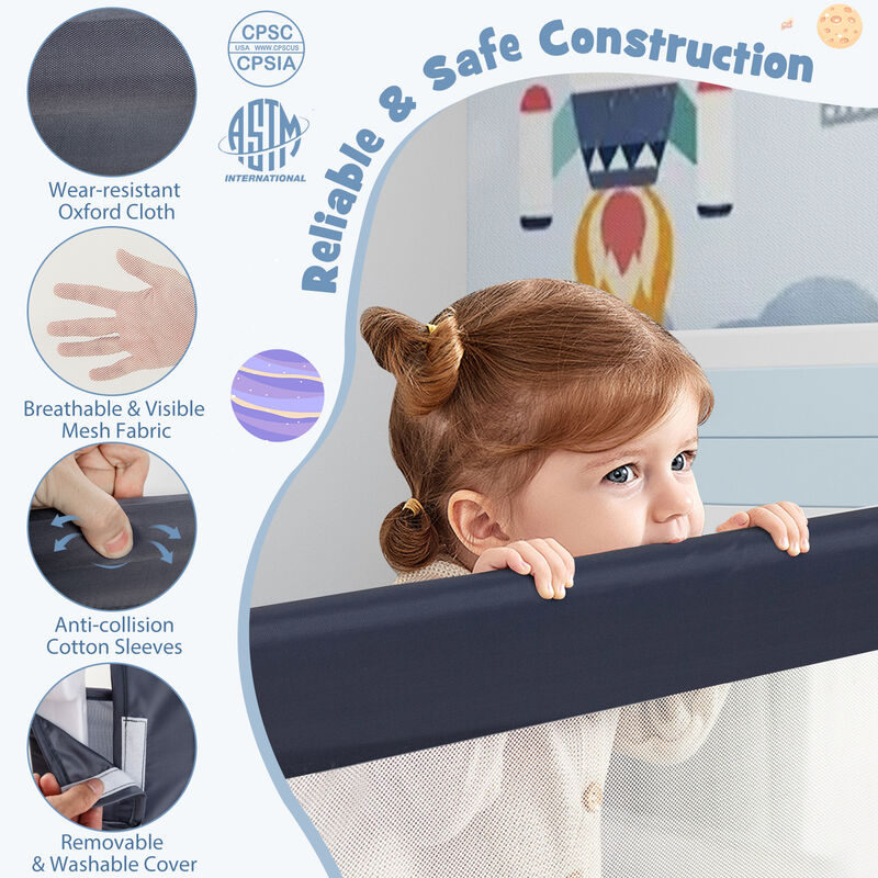 Baby Bed Guard Rail with Foldable Swing Down Design for Child Safety image number 6