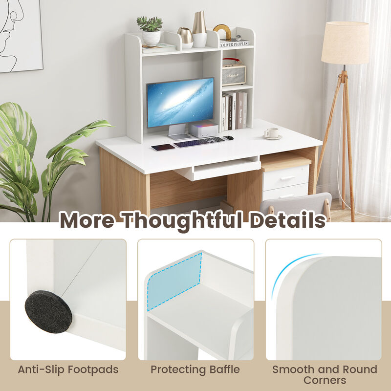 3-Tier Desk Bookshelf with 4 Open Shelves, Multipurpose Storage for Home or Office