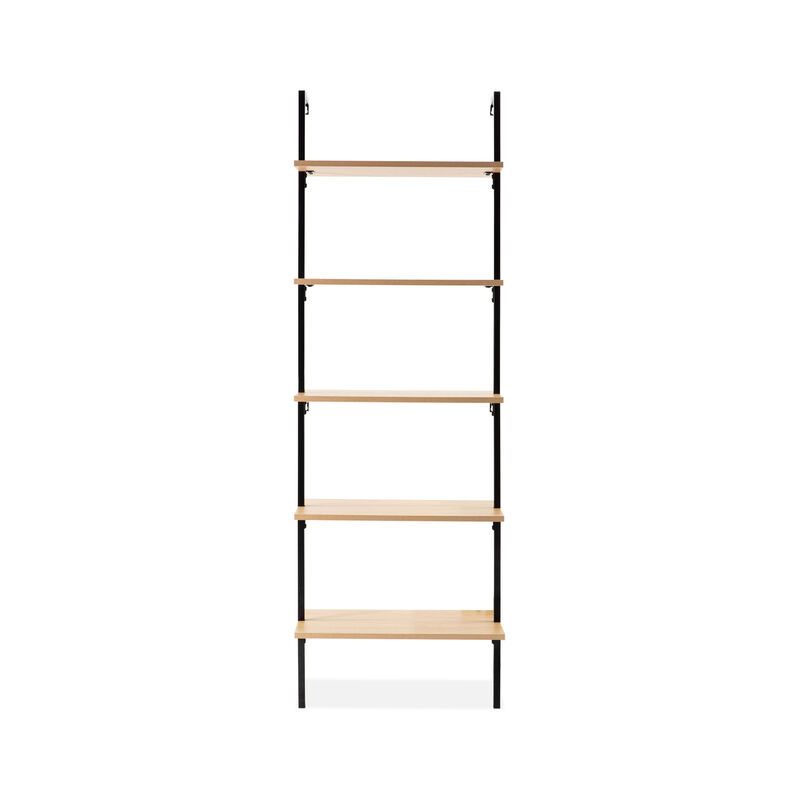 Madera  Industrial 5-Shelf Wood Wall-Mounted Open Ladder Bookcase