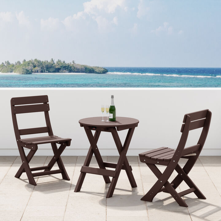 WestinTrends 3-Piece Outdoor HDPE Folding Patio Bistro Table and Chairs