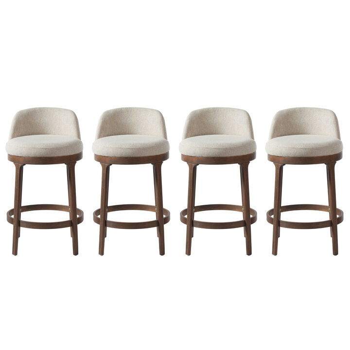 Christopher Knight Home Cecile Modern Rubberwood Upholstered Bar Stools (Set of 4)