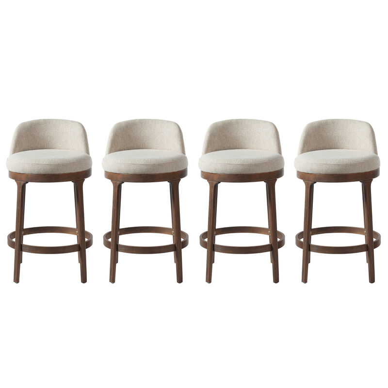 Christopher Knight Home Cecile Modern Rubberwood Upholstered Bar Stools (Set of 4) image number 0