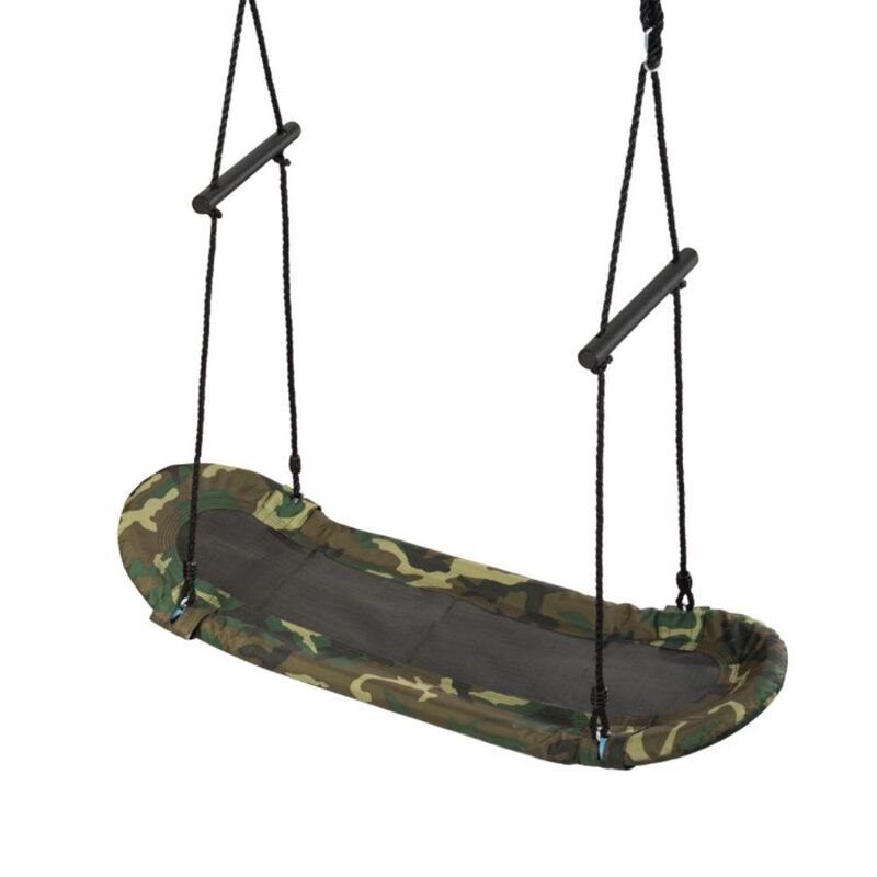 Hivvago Saucer Tree Swing Surf Kids Outdoor Adjustable Oval Platform Set with Handle