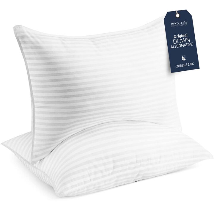 Beckham Hotel Collection Bed Pillows King Size Set of 2 - Down Alternative Bedding Gel Cooling Big Pillow for Back, Stomach or S