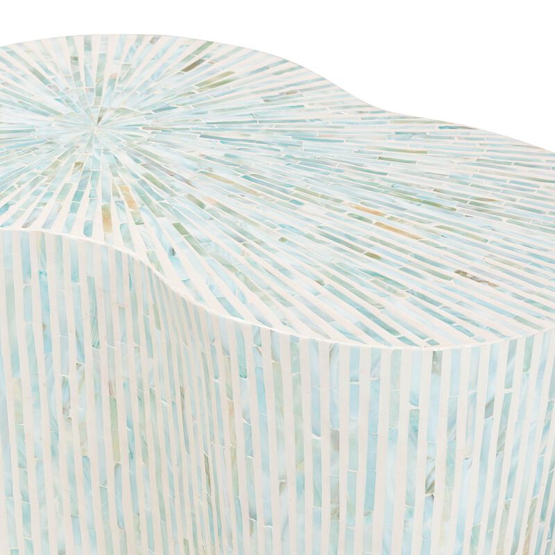 bali & pari Fiorella Capiz Shell Coffee Table - Mother of Pearl Irregular Shape Accent Table with Textured Inlay Surface for Living Room or Lounge Space image number 4