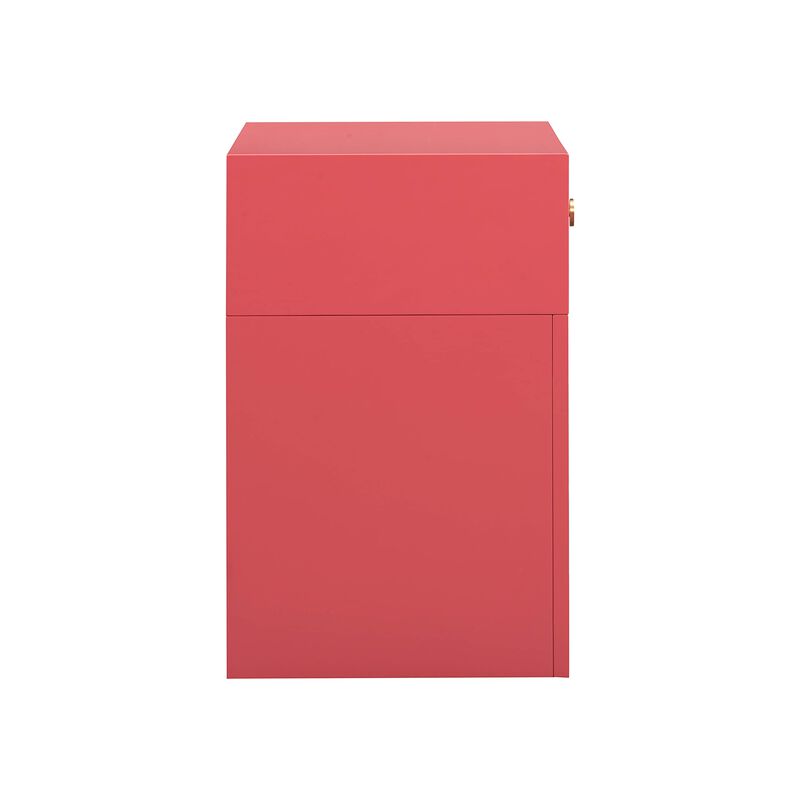 Casafoyer Suzie Coral Pink & Rattan Nightstand image number 4