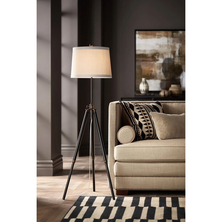 Tripod Bronze/Wood Floor Lamp