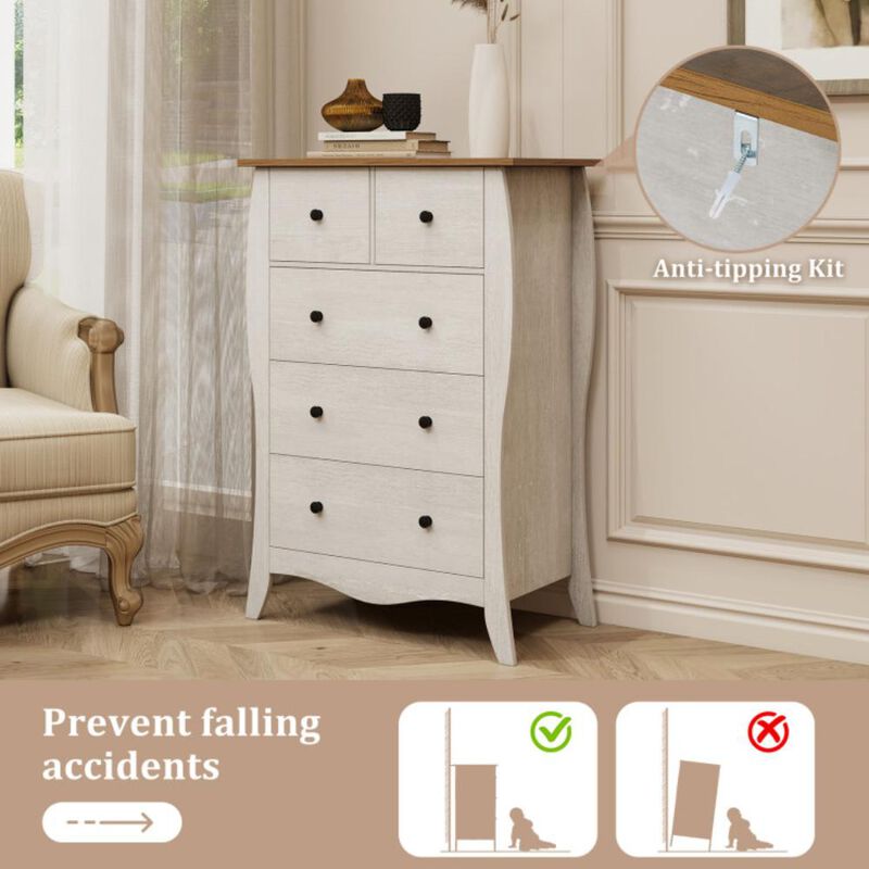 Hivvago Closet Storage Organizer with 5 Folding Fabric Drawers and Anti-tipping Kit