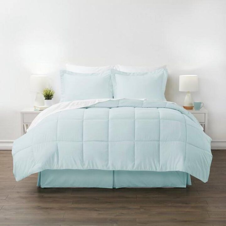 Hivvago King size Microfiber 6 Piece Reversible Bed in a Bag Comforter Set in Aqua Blue