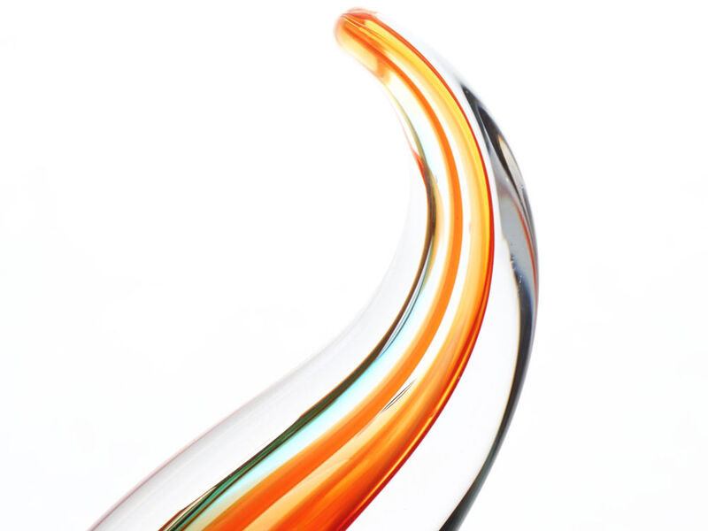 Hand Blown Flame Sommerso Art Glass Sculpture