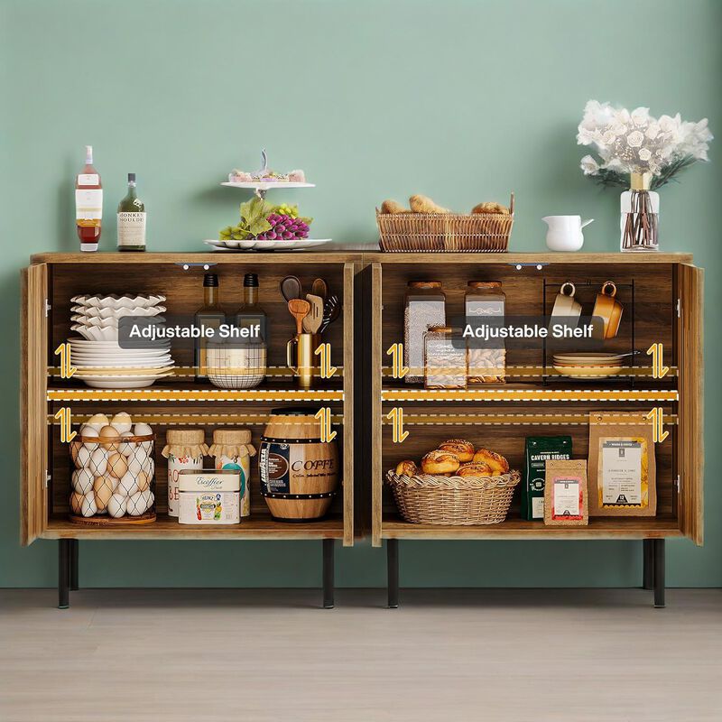 Wooden Kitchen Storage Buffet Cabinet with Adjustable Shelves image number 4
