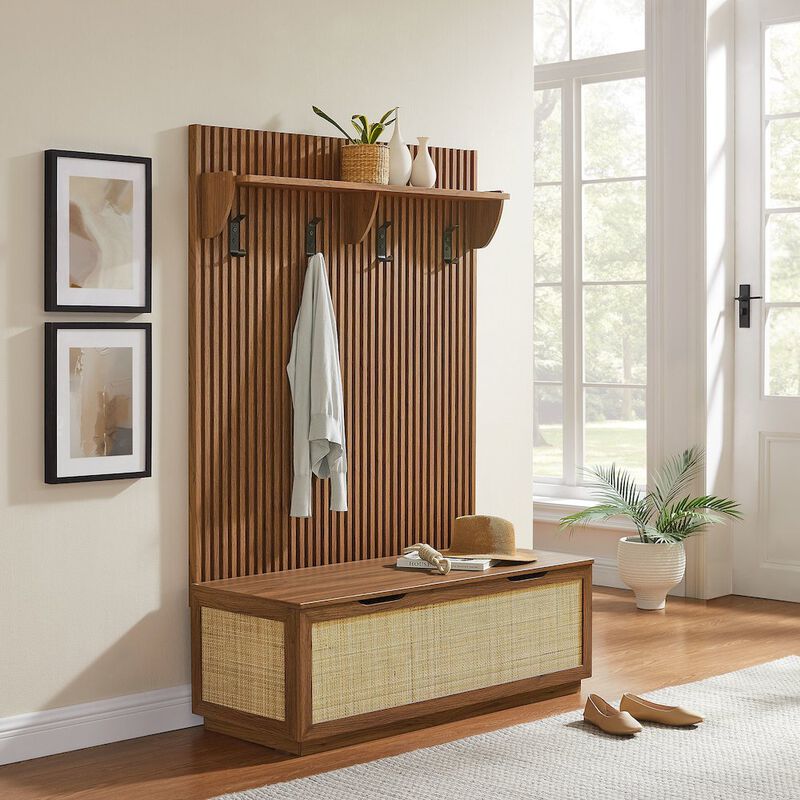 Soma Fluted 3-in-1 Hall Tree With Storage Bench and Coat Rack image number 1