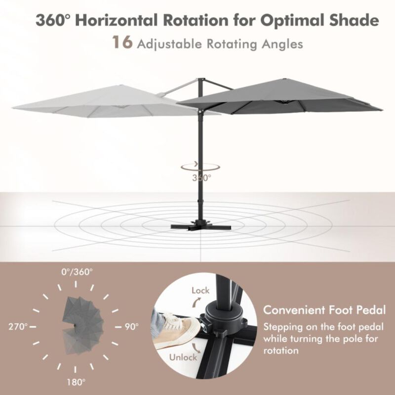 Hivvago 9.5 Feet Square Patio Cantilever Umbrella with 360&deg; Rotation image number 4