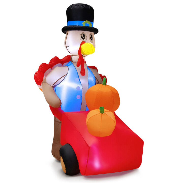 6 Feet Thanksgiving Inflatable Turkey Pushing Pumpkin Cart