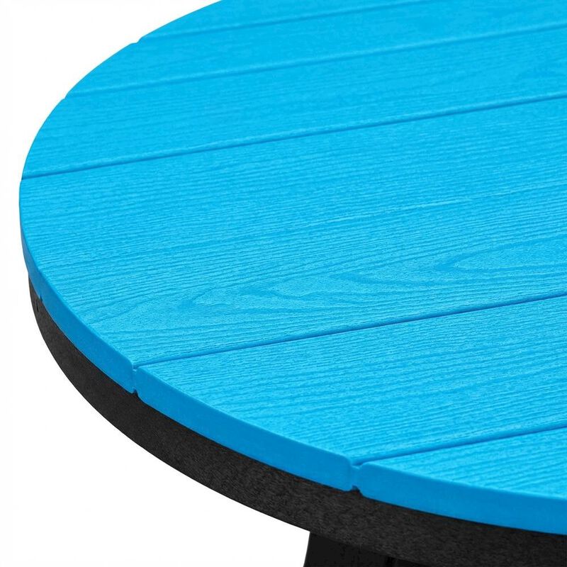 Outdoor Escape Blue Round Outdoor Dining Table With Black Base, 44-Inch Diameter image number 4