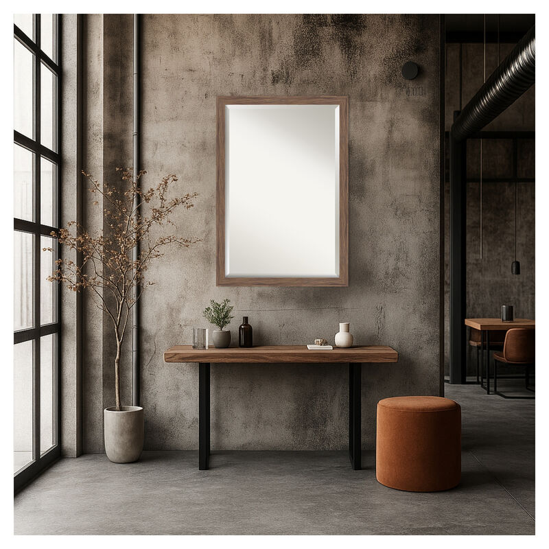 Pia Medium Brown Narrow Beveled Framed Wall Mirror image number 1