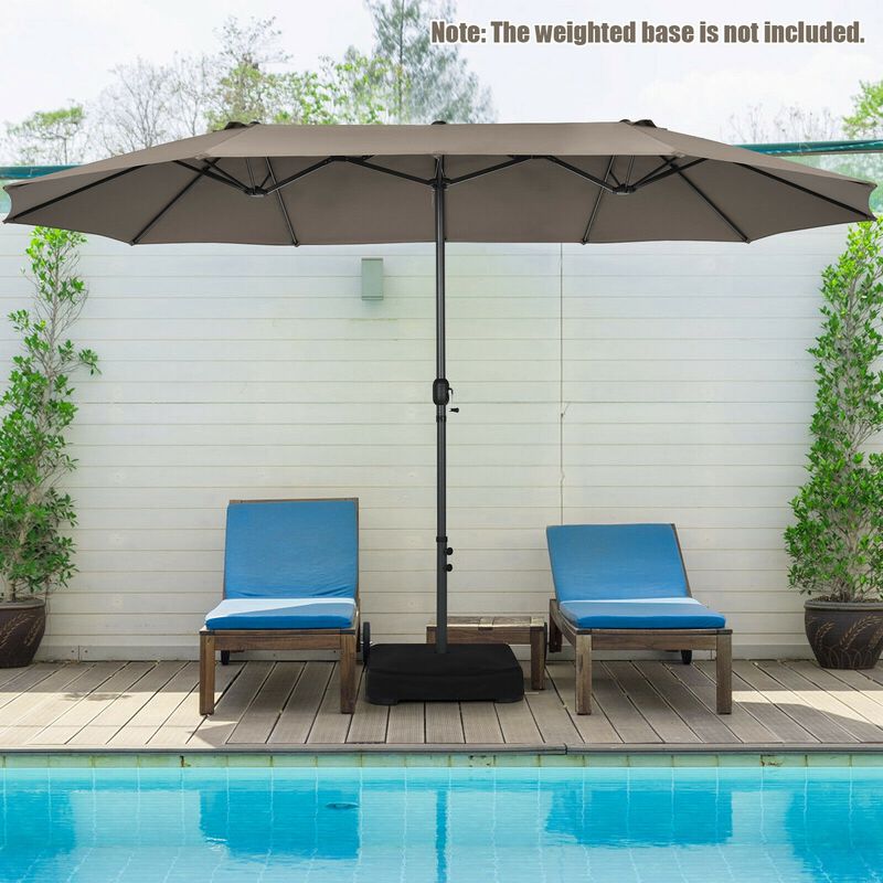 Extra-Wide Patio Umbrella &ndash; Dual Canopy with Crank Lift for Backyard or Garden image number 1