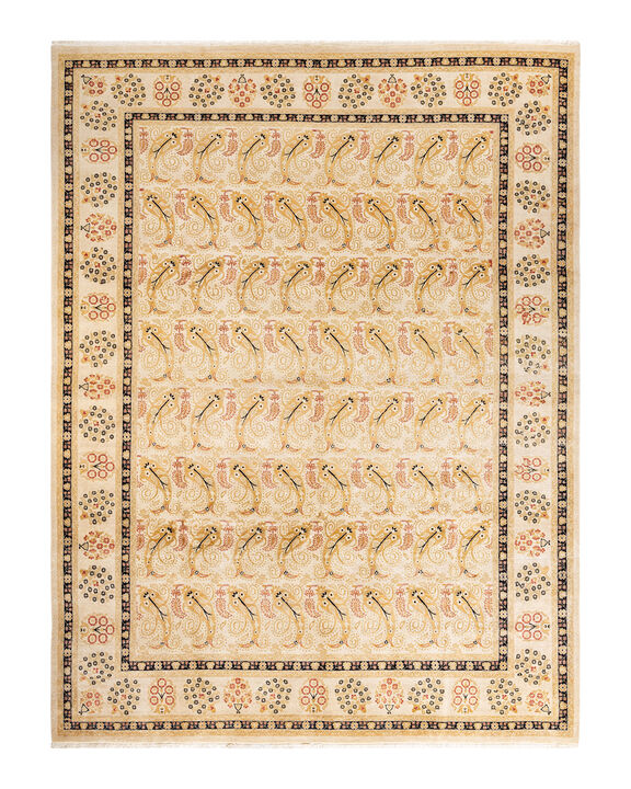 Eclectic, One-of-a-Kind Hand-Knotted Area Rug  - Ivory, 9' 2" x 12' 1"