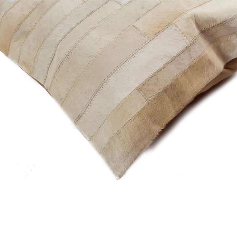 HomeRoots 12" X 20" Natural Patchwork Cowhide Lumbar Throw Pillow image number 2
