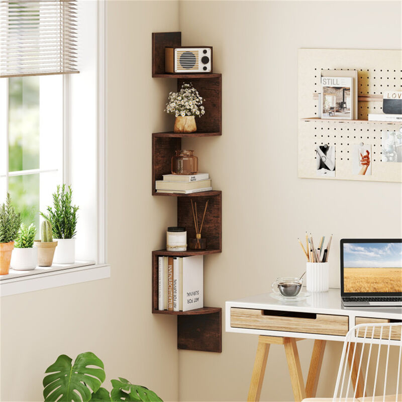 5-Layer Wall-Mounted Corner Shelf for Books and Home Decor image number 1
