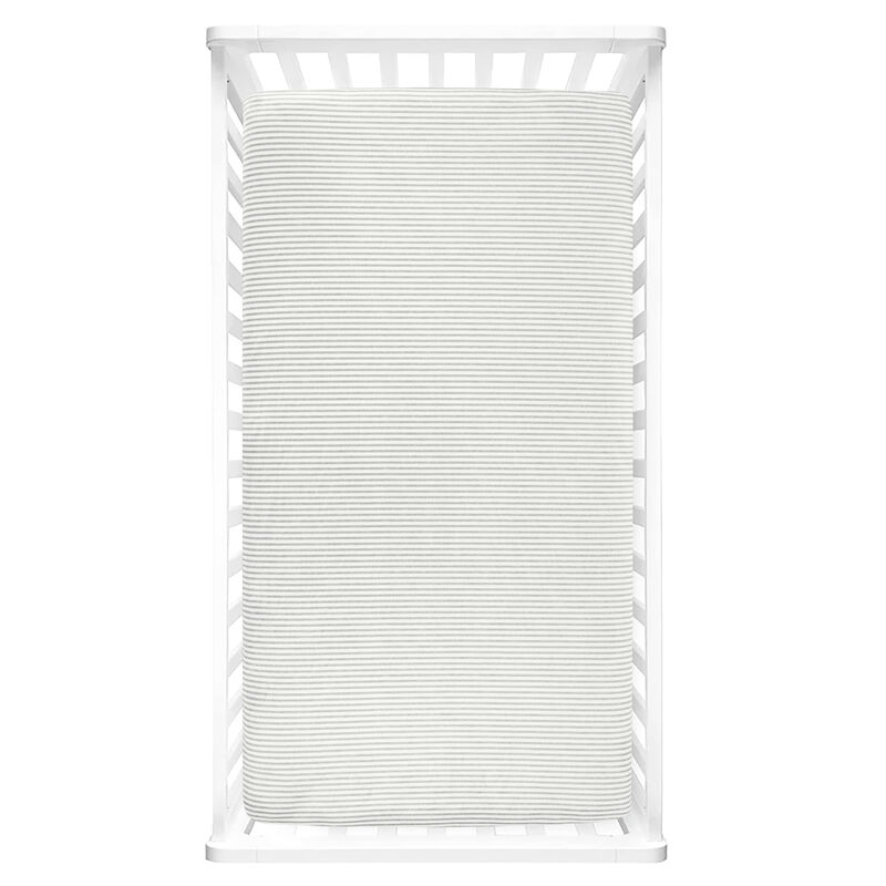 Stripe Soft & Plush Fitted Crib Sheet Gray/White Single 28X52X9 image number 3