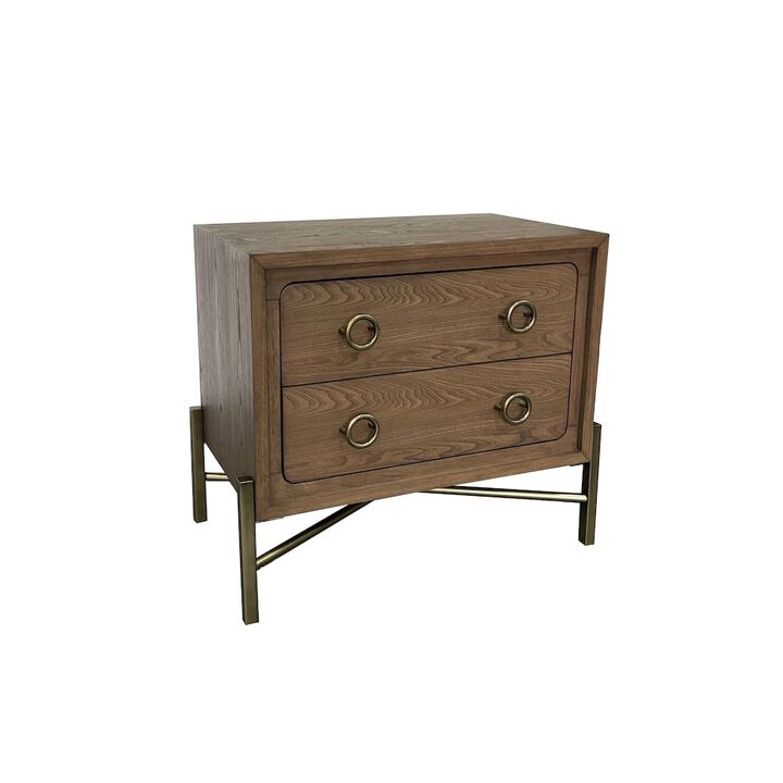 Aurora 2 Drawer Nightstand W/ USB - Latte