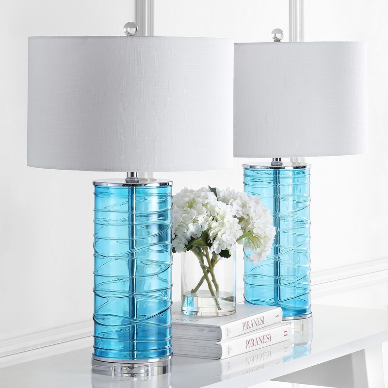 Cole Modern Fused Glass Cylinder LED Table Lamp (Set of 2)