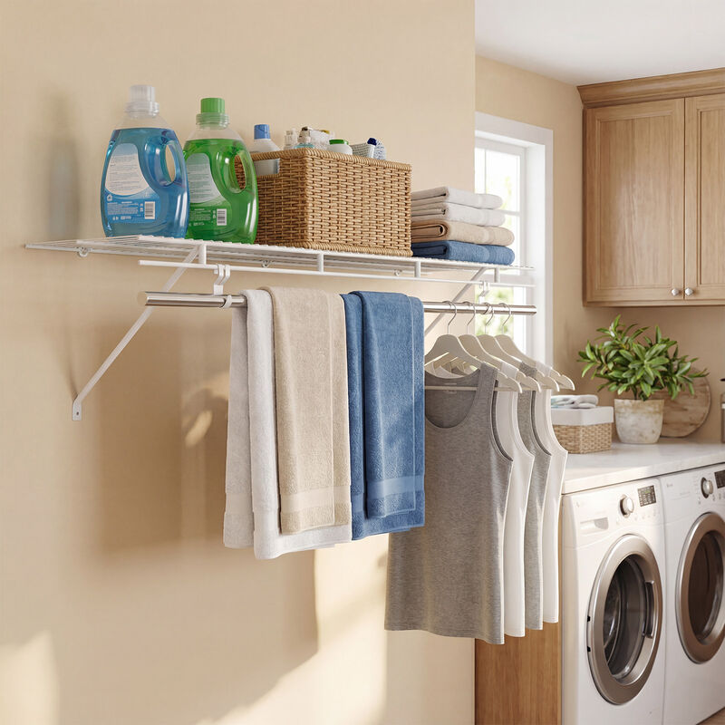 Metal Wire Closet Shelving Kit with Wall Mounted Storage Shelves image number 5