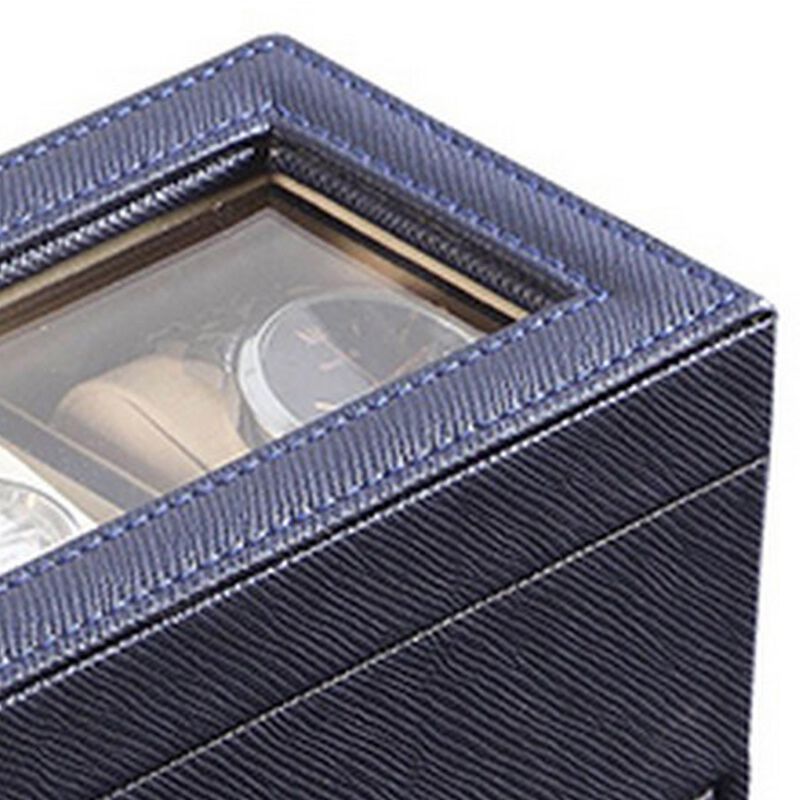 Watch Case with Drawer Display and  4 Slots, Blue - Benzara