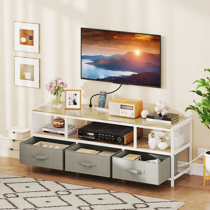 TV Stand with Power Outlets and USB Charging for Functional Design