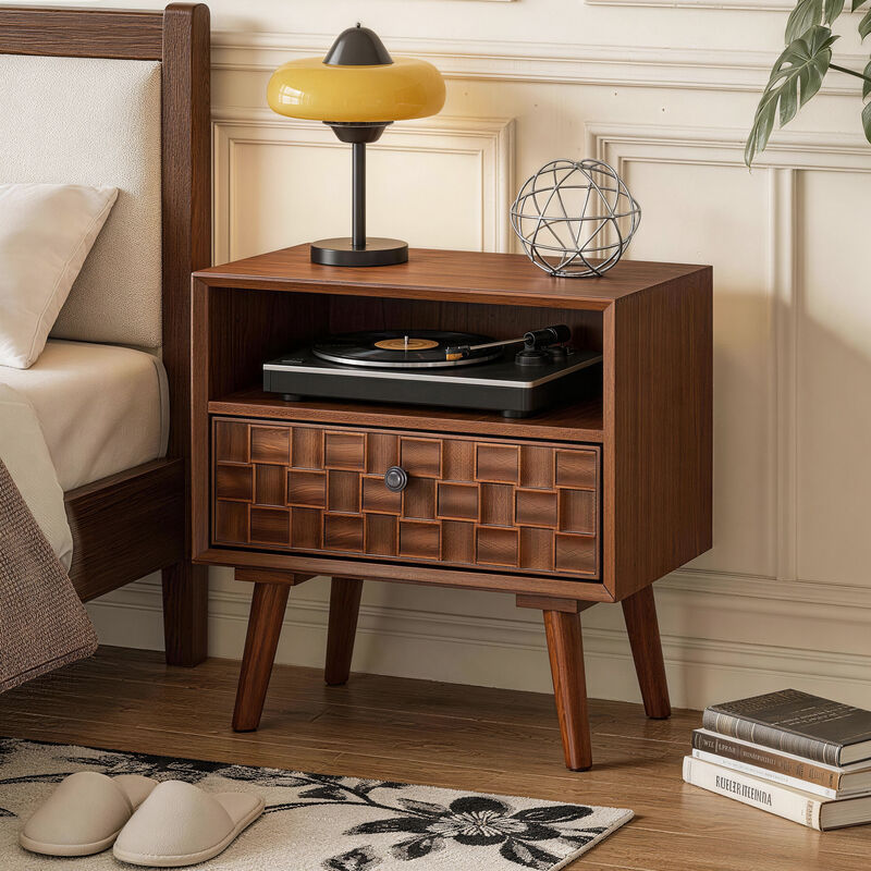 Digbil 22" Mid‑Century Modern Wood Nightstand image number 1