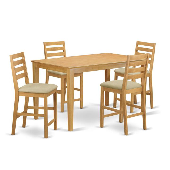 CACF5H-OAK-C 5 Pc counter height Table and chair set-pub Table and 4 counter height stool