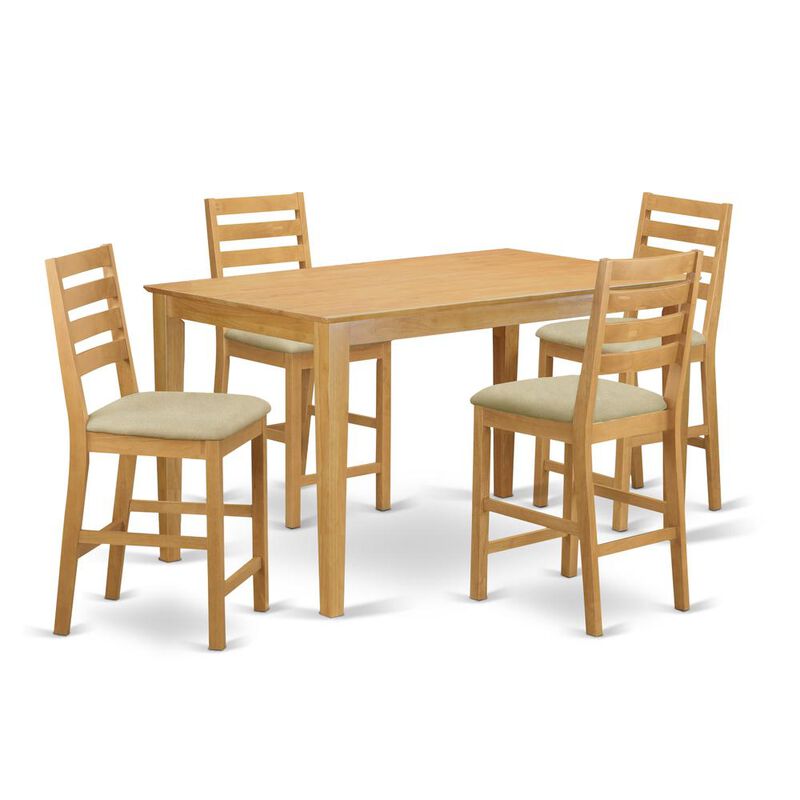 CACF5H-OAK-C 5 Pc counter height Table and chair set-pub Table and 4 counter height stool