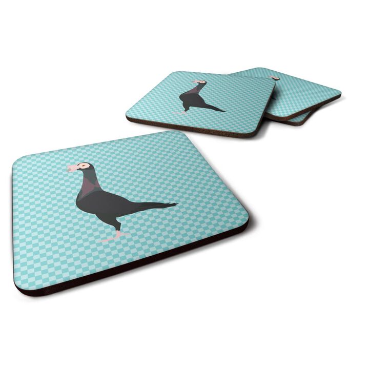 Caroline's Treasures English Carrier Pigeon Blue Check Decorative coasters, 3.5, Multicolor