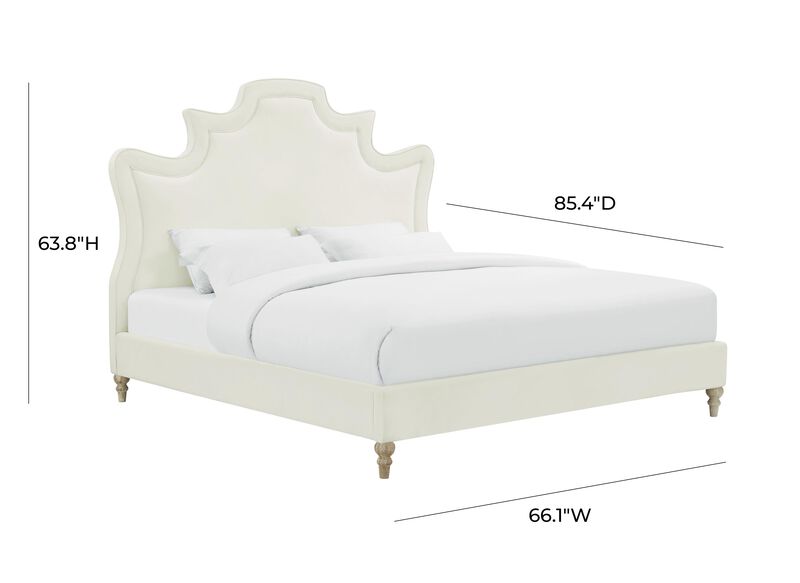 Serenity Cream Velvet Bed. image number 4