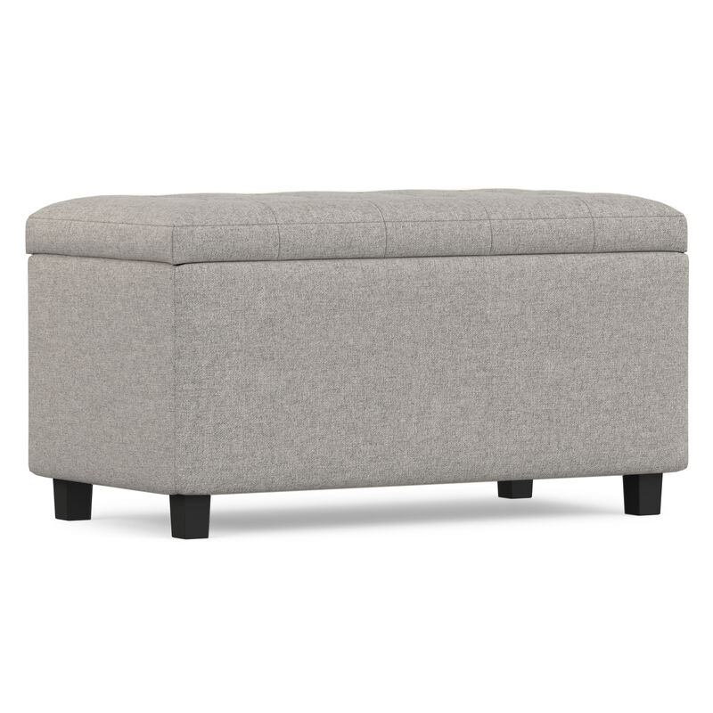 Cosmopolitan 34 inch Wide Transitional Rectangle Storage Ottoman in Cloud Grey Linen Look Fabric, Assembled image number 7